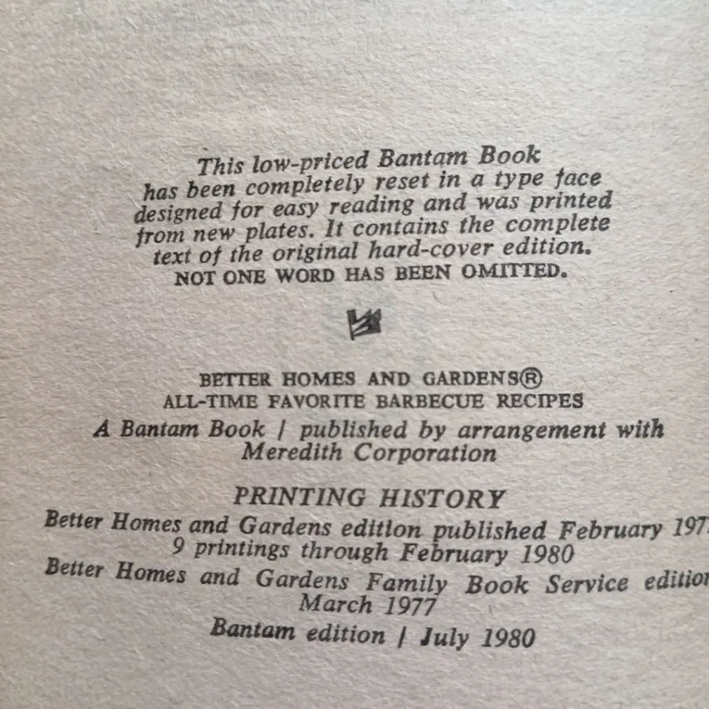 Better Homes and Garden All-Time Favorite Barbecue Recipes Paperback 1980 VTG